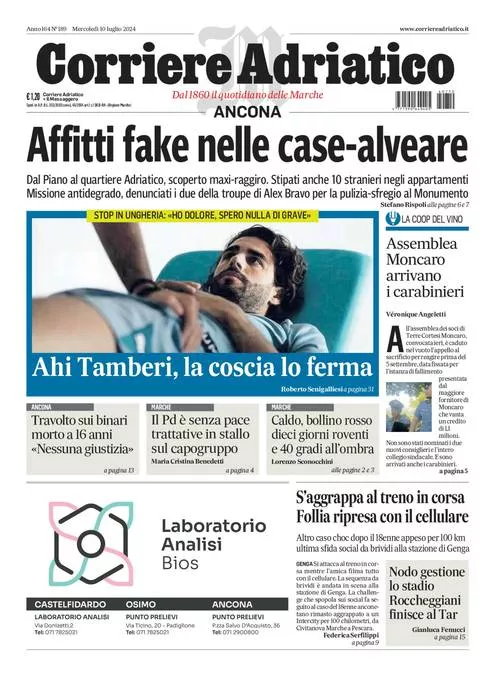 Prima-pagina-corriere adriatico-edizione-di-oggi-10-07-2024